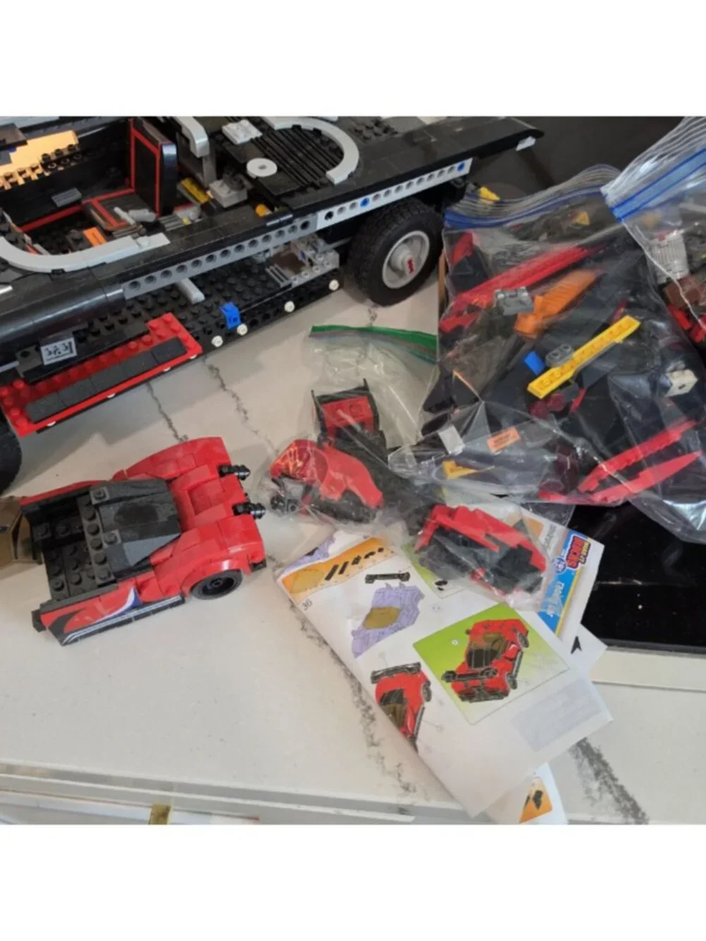 1966 Batmobile Lego Set With Extra Pieces for a mini car partially assembled